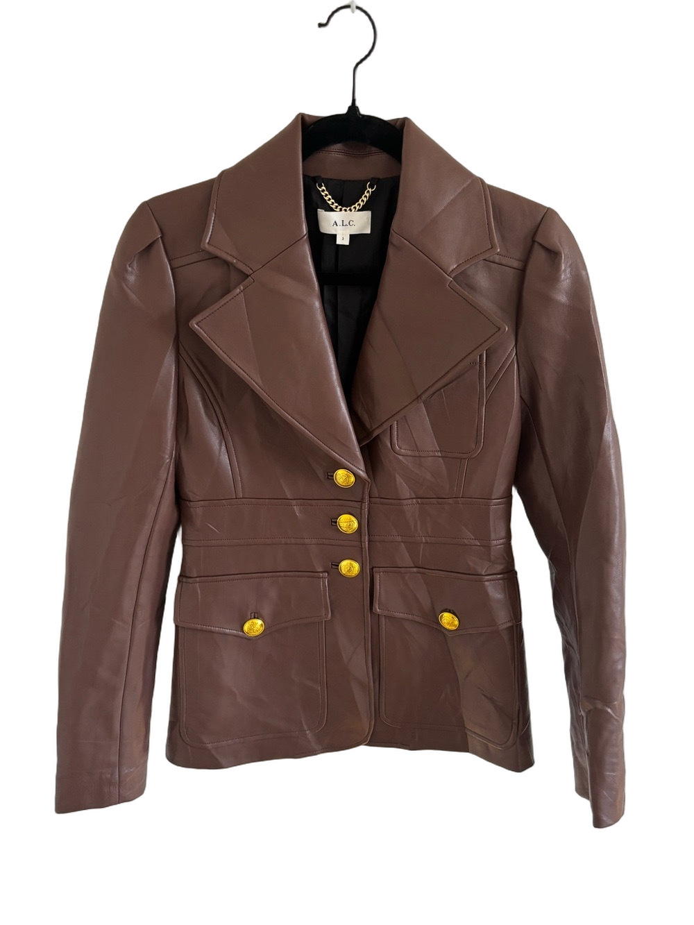 A.L.C. Amelia Jacket Caffe Faux Leather Blazer Size 2 - Picture 4 of 12
